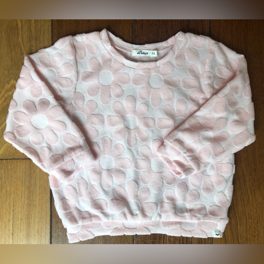 Oh Baby! Sculpted Terry Brooklyn Boxy Pink Daisy Sweatshirt